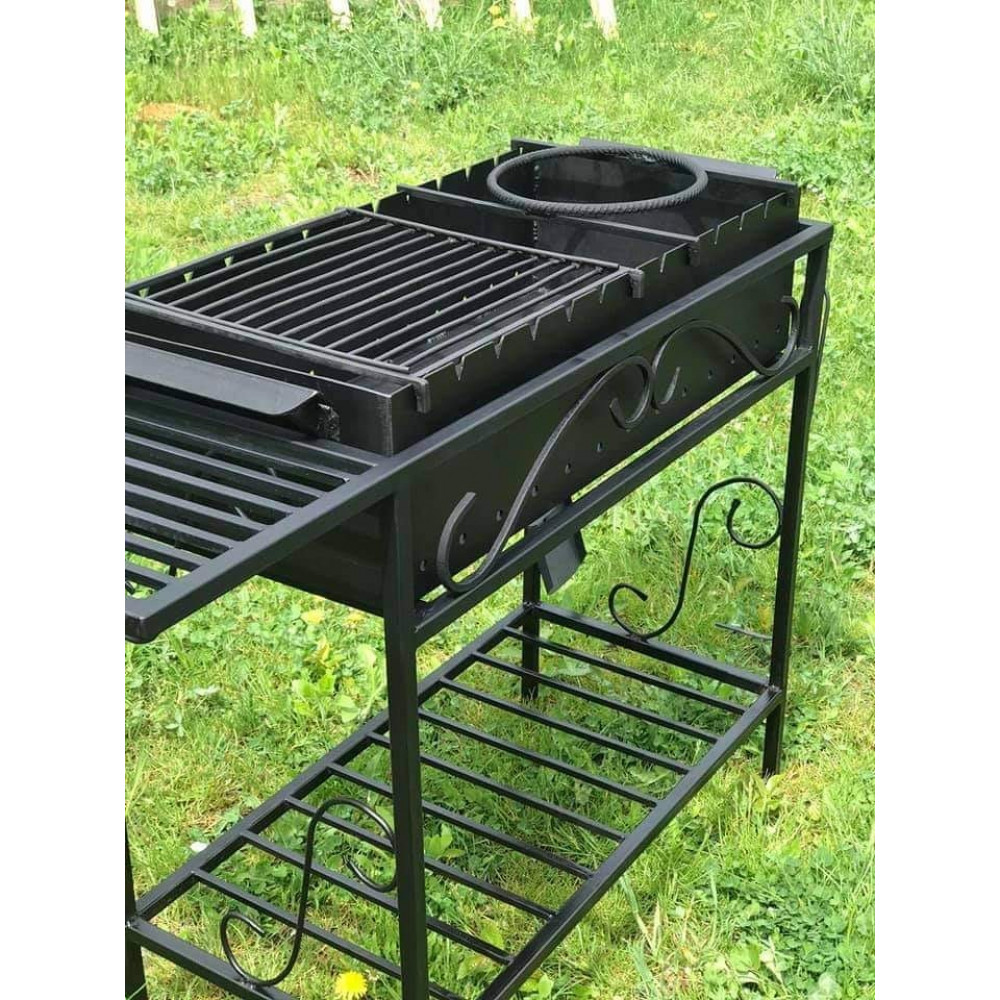 Мангал стаціонарний на 10 шампурів, 4 мм з решіткою-гриль та підставкою під казан