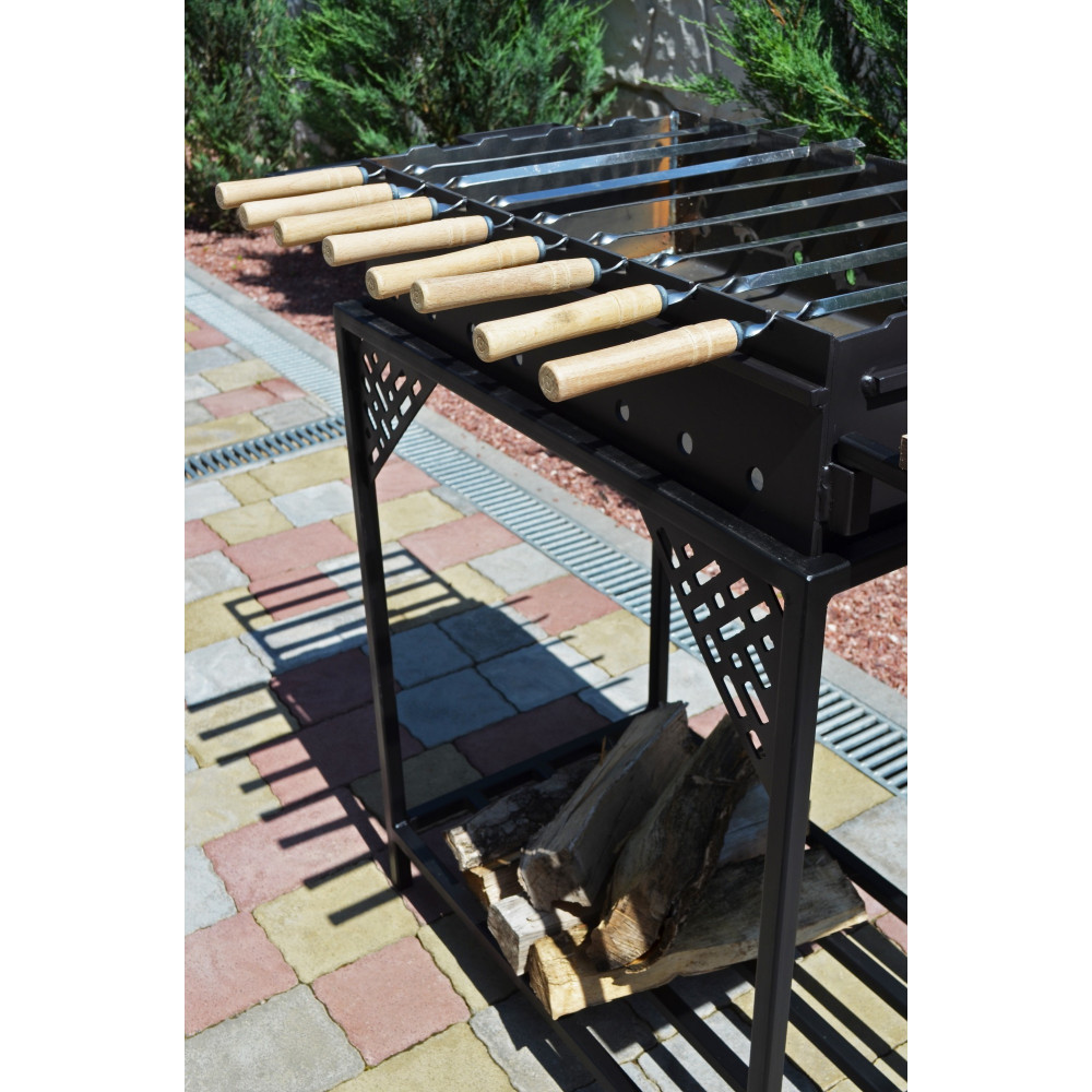 Мангал стаціонарний 3 мм на 10 шампурів з боковими столиками