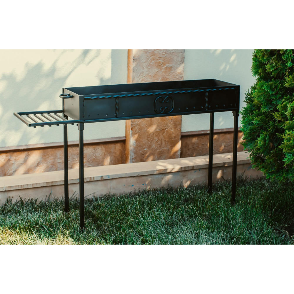 Мангал стаціонарний 4 мм на 12 шампурів на зйомних ніжках та столиком М5