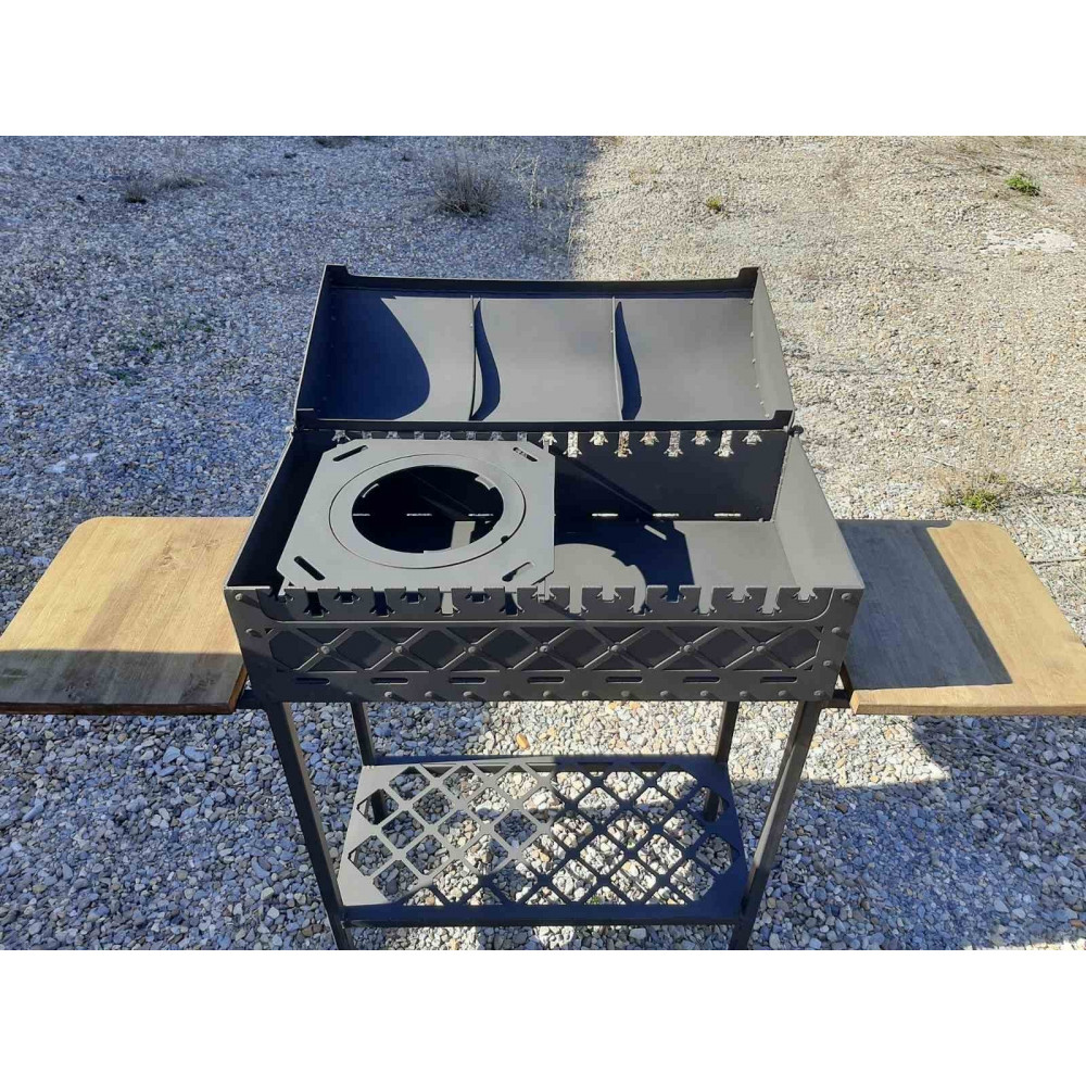 Мангал стаціонарний KING на 9 шампурів з підставкою під казан