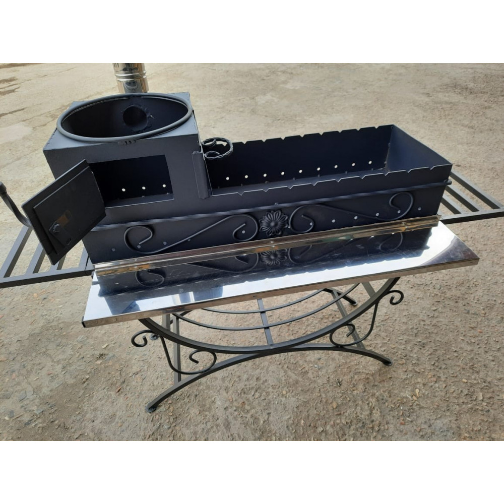 Мангал стаціонарний з пічкою на 9 шампурів №113