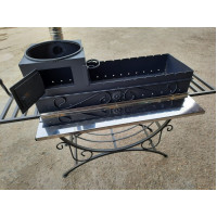 Мангал стационарный с печкой на 9 шампуров №113