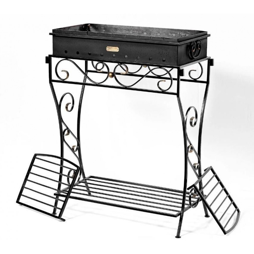 Мангал стаціонарний №5 на 9 шампурів зі знімними столиками