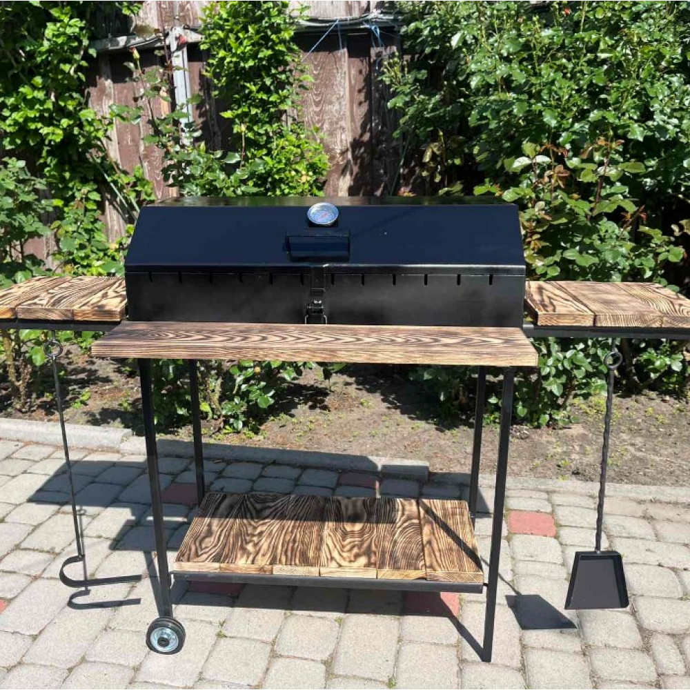 Мангал-барбекю 4 мм з кришкою на 12 шампурів