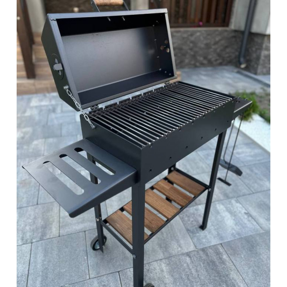 Мангал-барбекю 4 мм з посиленням на 8 шампурів та решіткою-гриль