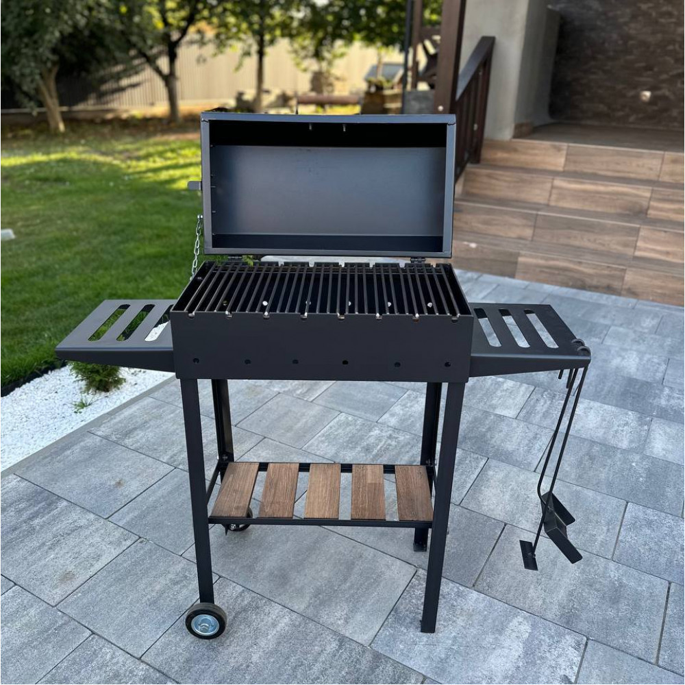 Мангал-барбекю 4 мм з посиленням на 8 шампурів та решіткою-гриль