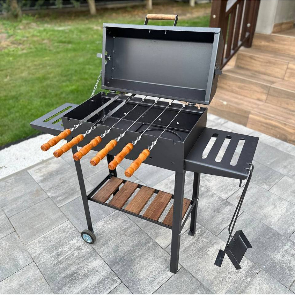 Мангал-барбекю 4 мм з посиленням на 8 шампурів та решіткою-гриль