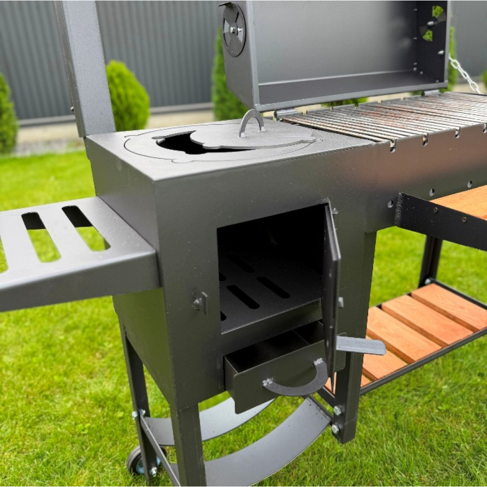 Мангал-барбекю 4 мм з пічкою та решіткою-гриль (посилений)