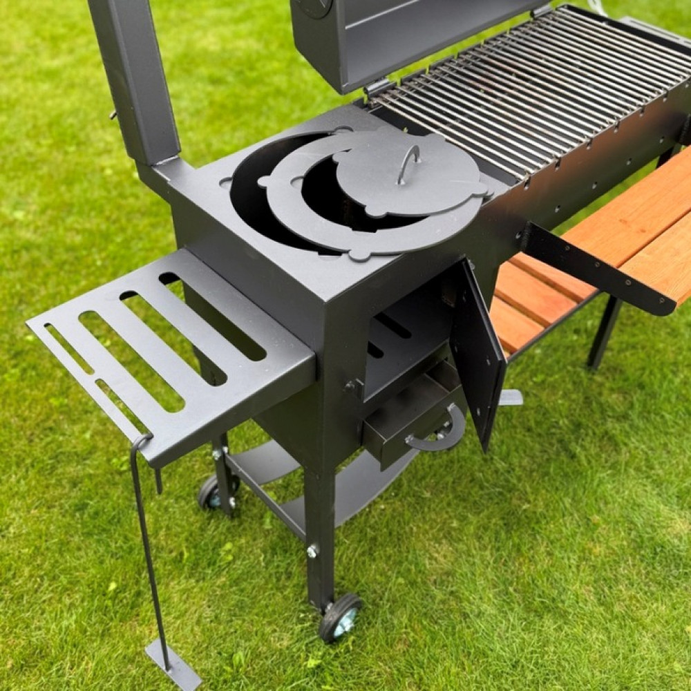 Мангал-барбекю 4 мм з пічкою та решіткою-гриль (посилений)