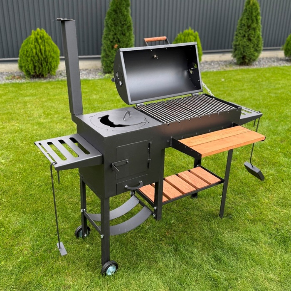 Мангал-барбекю 4 мм з пічкою та решіткою-гриль (посилений)