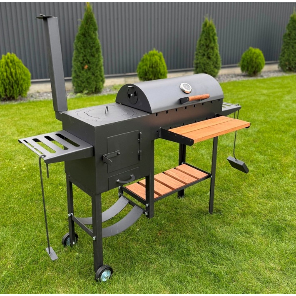 Мангал-барбекю 4 мм з пічкою та решіткою-гриль (посилений)