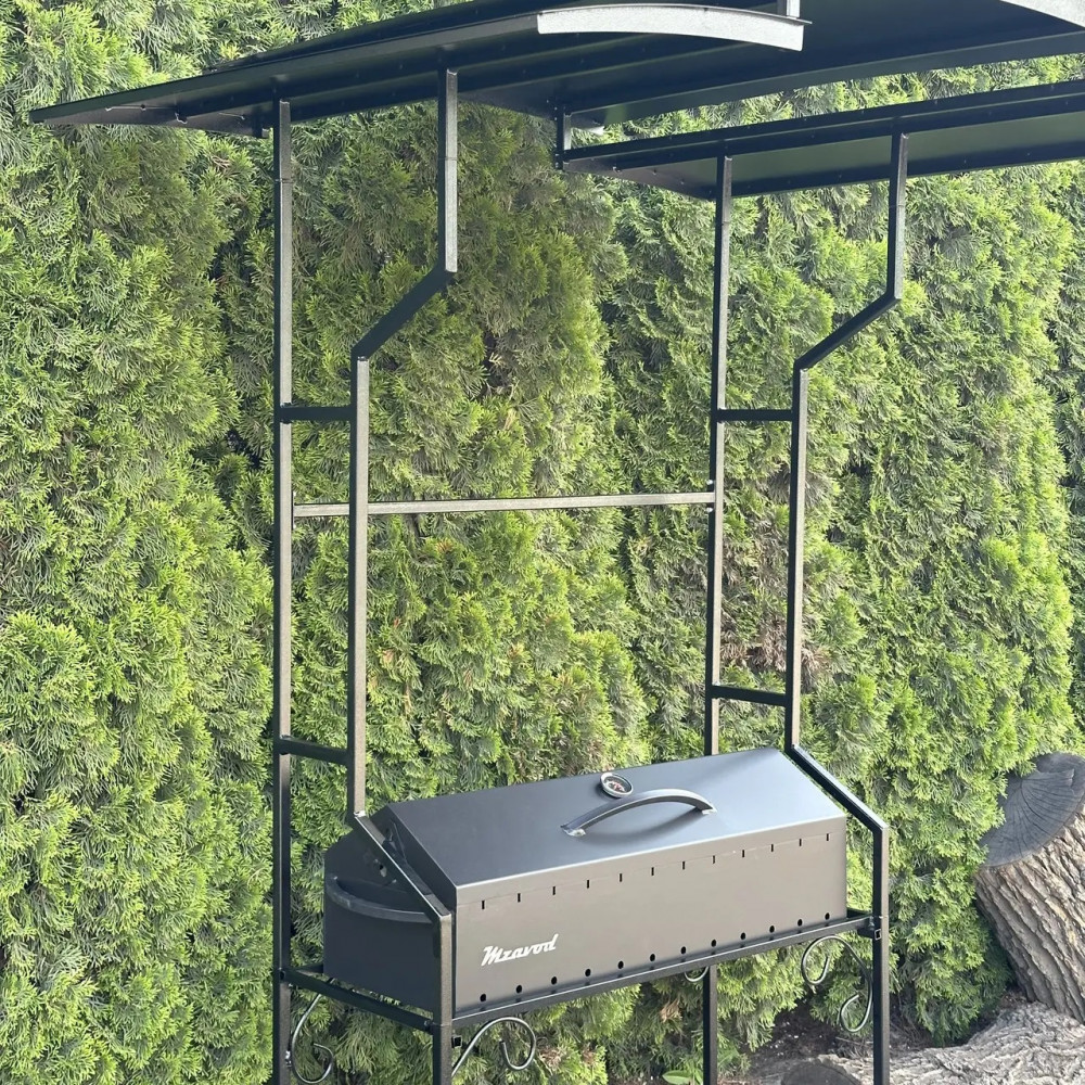 Мангал-барбекю 4 мм на 12 шампурів з дахом