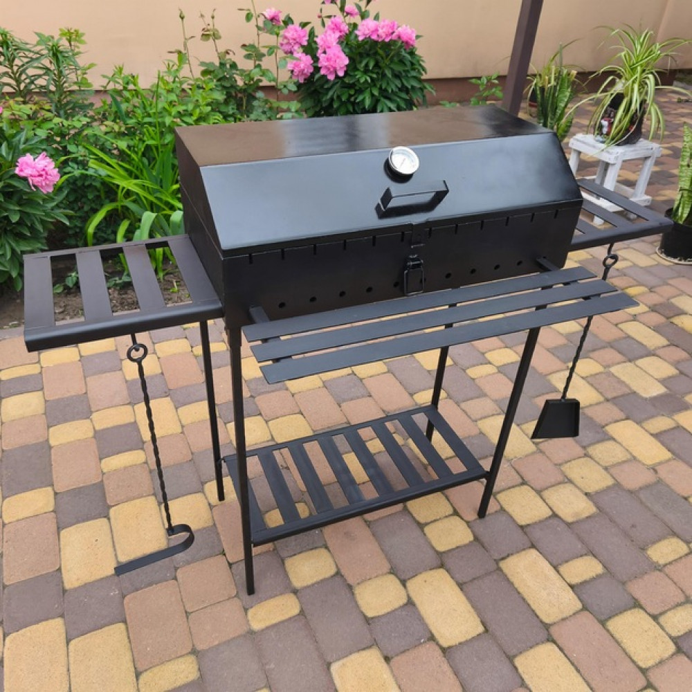 Мангал-барбекю 4 мм на 12 шампурів з кришкою