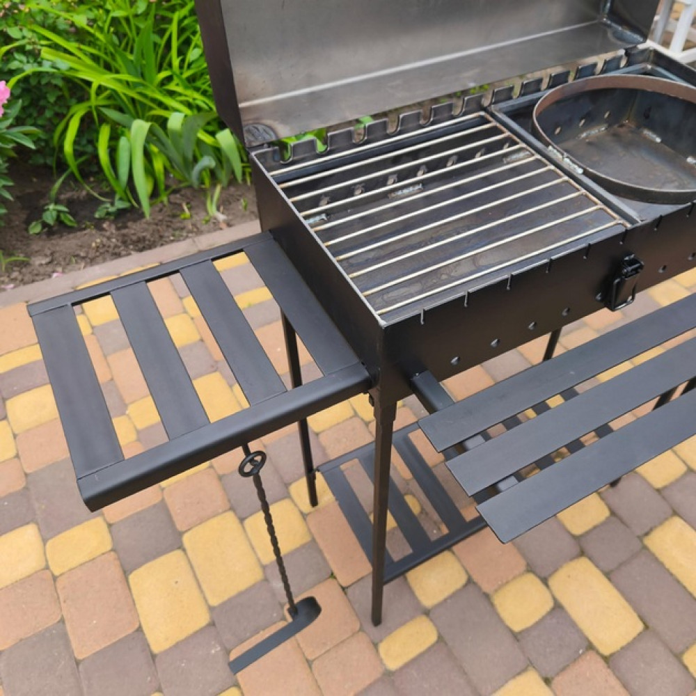 Мангал-барбекю 4 мм на 12 шампурів з кришкою