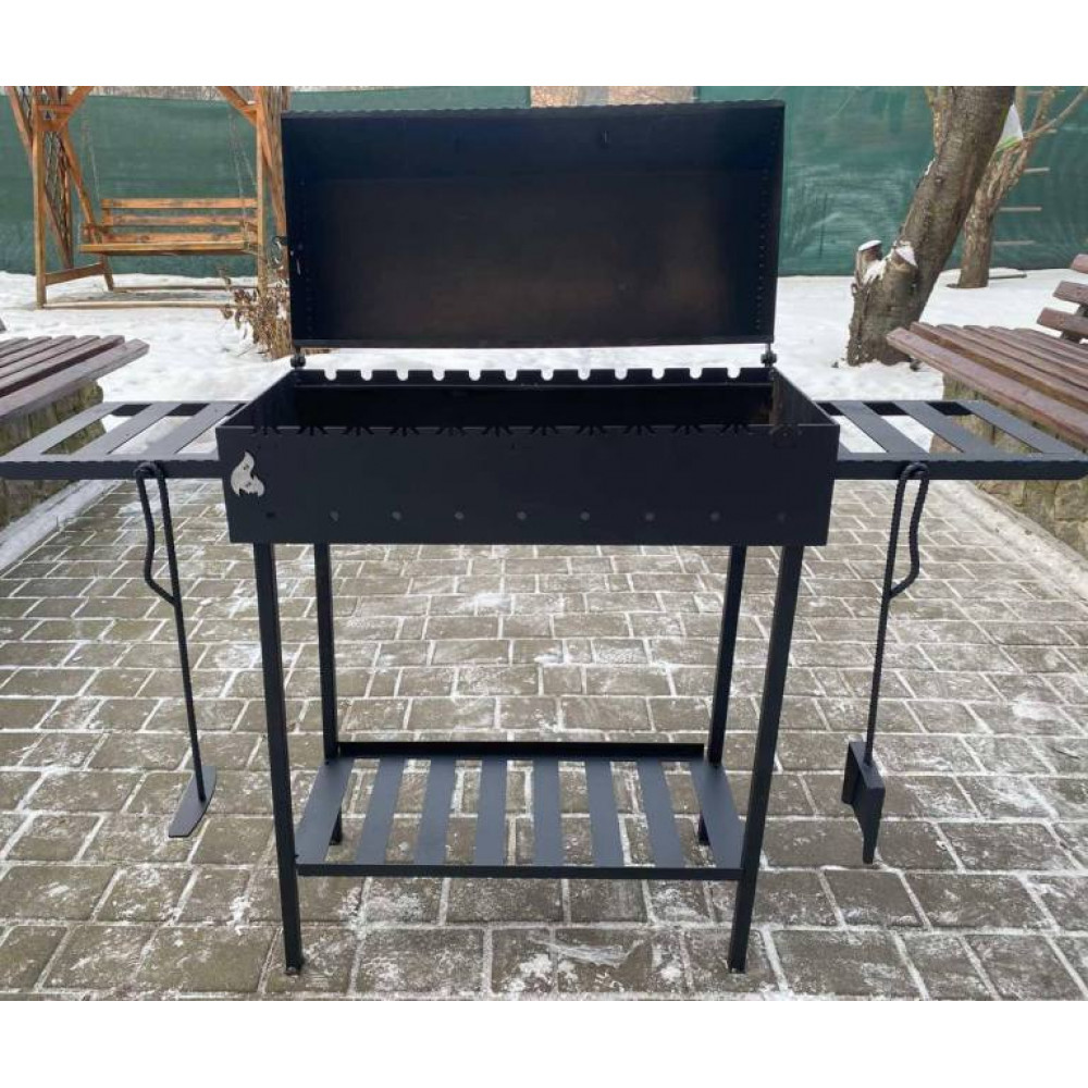 Мангал-барбекю 4 мм на 12 шампурів з решіткою та підставкою під казан