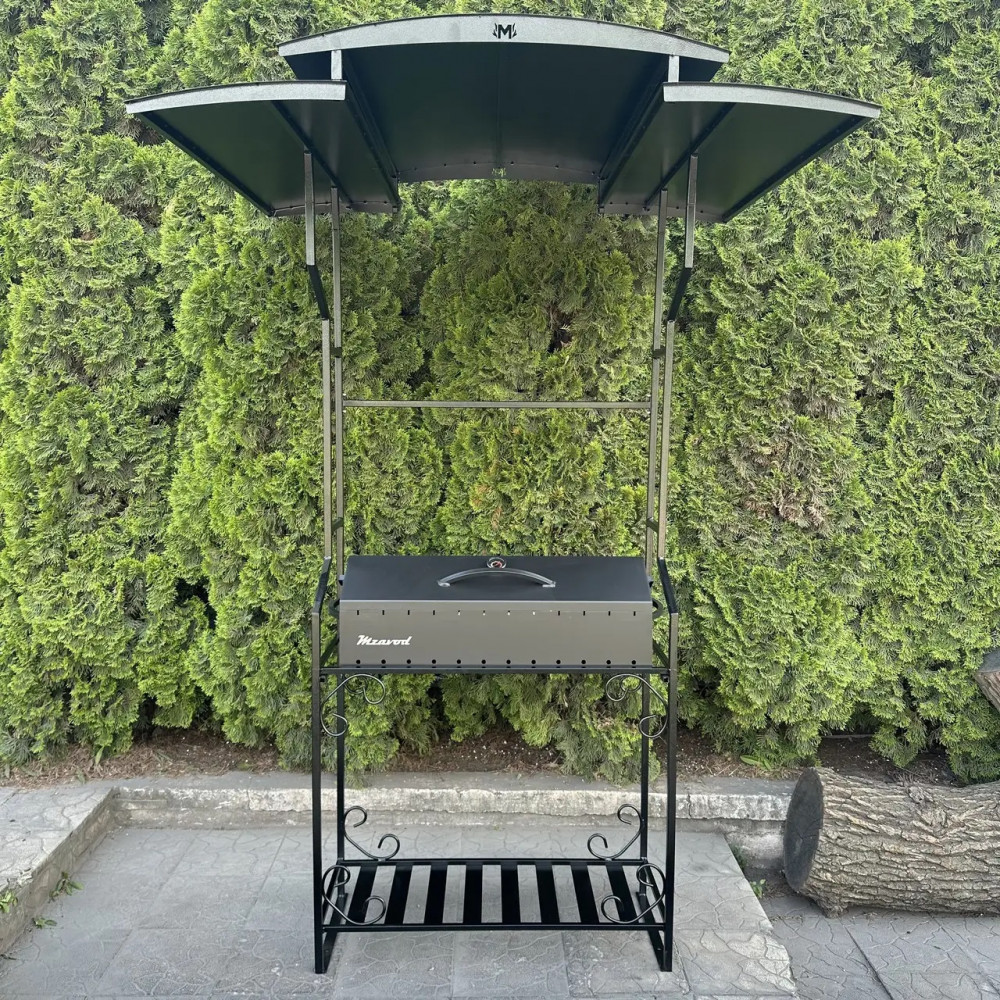 Мангал-барбекю 4 мм на 12 шампурів з дахом