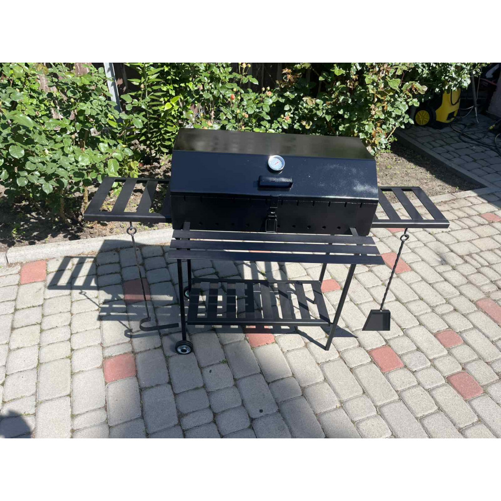 Мангал-барбекю 4 мм на 12 шампуров с крышкой и решеткой-гриль