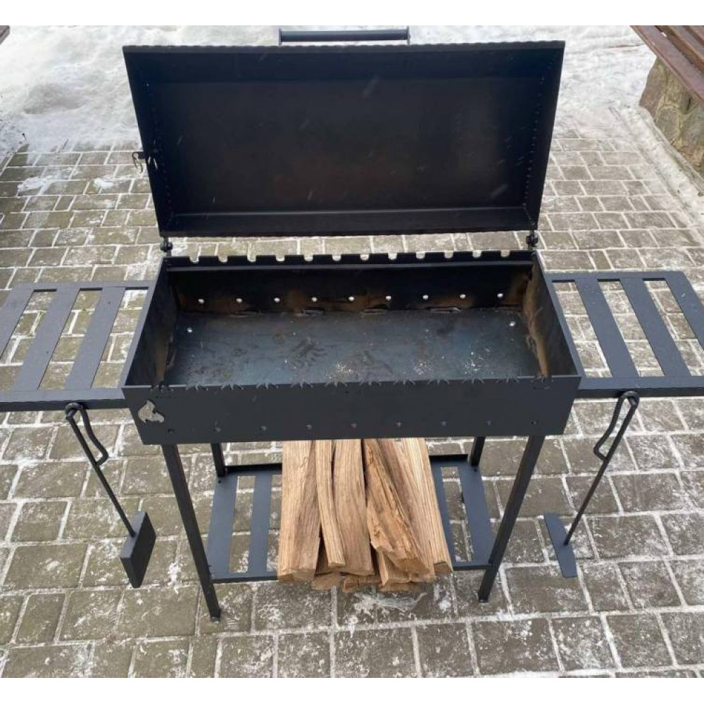 Мангал-барбекю 4 мм на 12 шампурів з решіткою та підставкою під казан