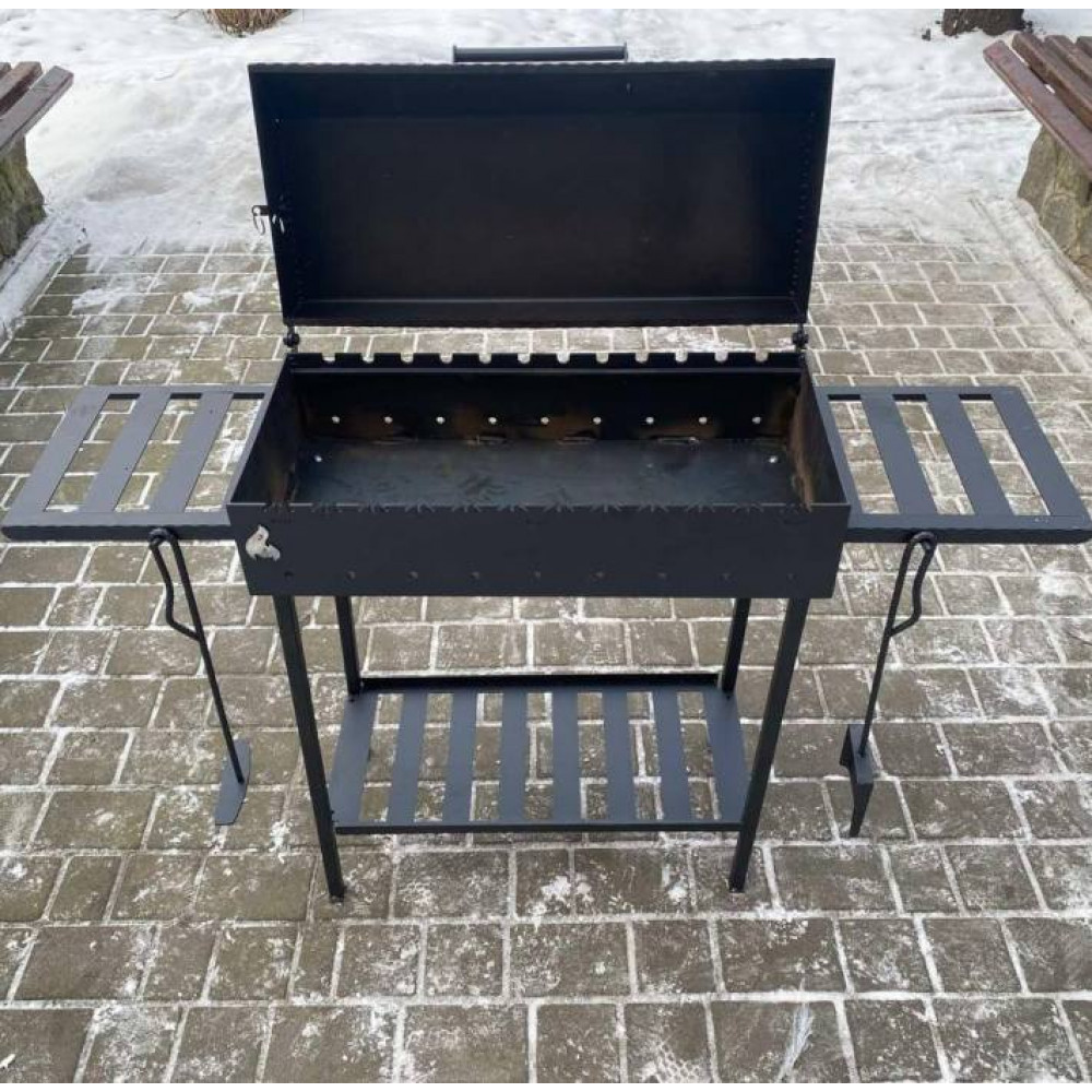 Мангал-барбекю 4 мм на 12 шампурів з решіткою та підставкою під казан