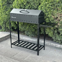 Мангал-барбекю 4 мм на 12 шампурів з термометром та розбірною дровницею