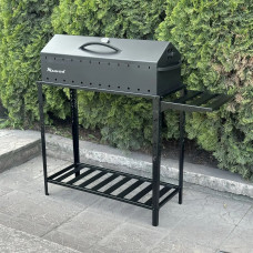 Мангал-барбекю 4 мм на 12 шампурів з термометром та розбірною дровницею