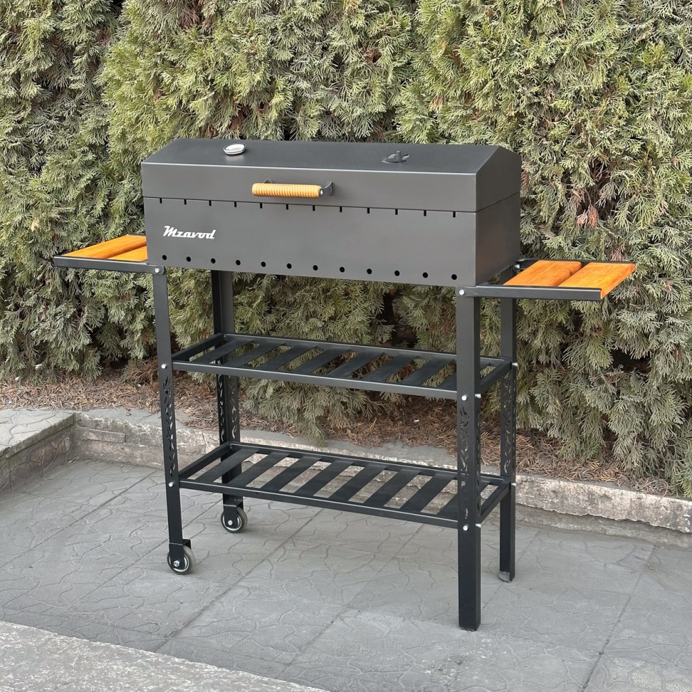 Мангал-барбекю 4 мм посилений на 12 шампурів з термометром