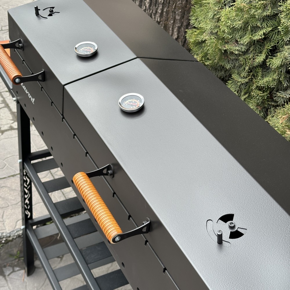 Мангал-барбекю 4 мм посилений на 15 шампурів з термометрами