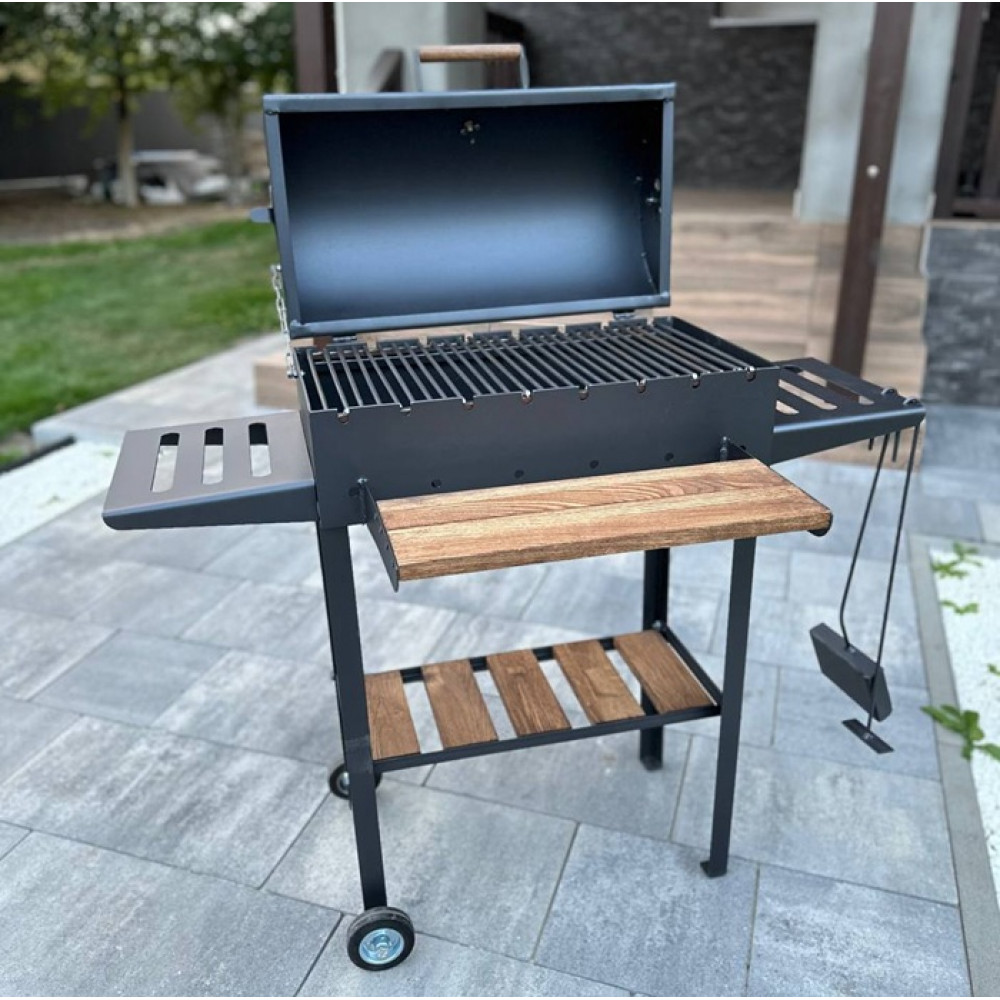 Мангал-барбекю 4 мм посилений на 8 шампурів з термометром