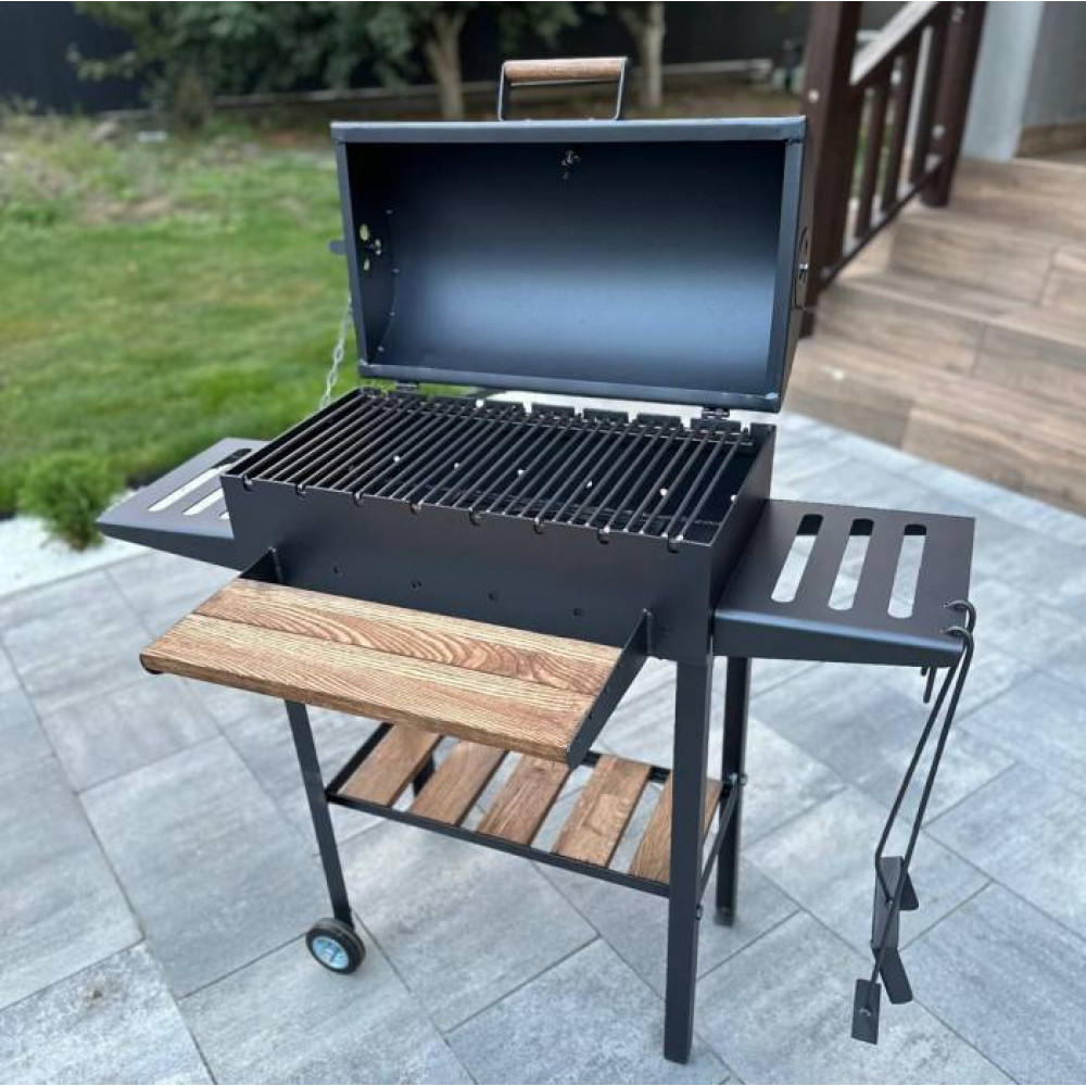 Мангал-барбекю 4 мм посилений на 8 шампурів з термометром