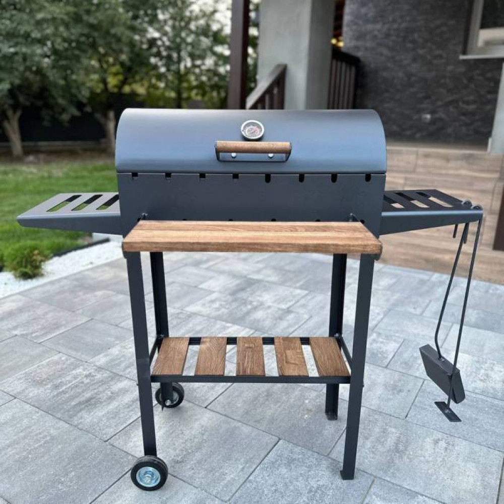 Мангал-барбекю 4 мм усиленный на 8 шампуров с термометром