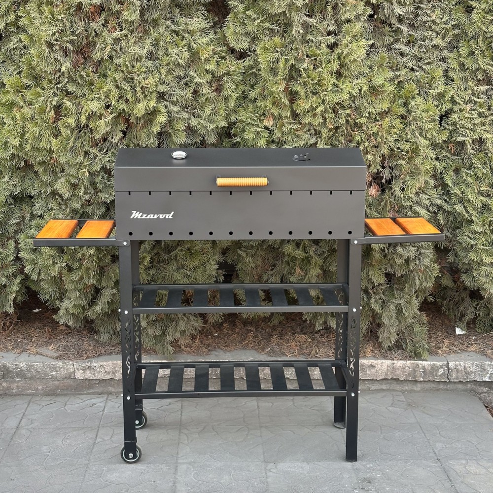 Мангал-барбекю 4 мм посилений на 12 шампурів з термометром