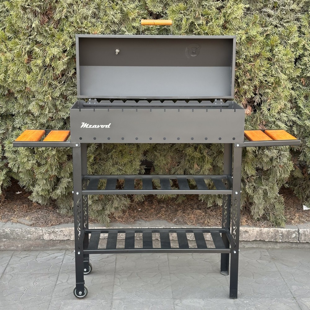 Мангал-барбекю 4 мм посилений на 12 шампурів з термометром