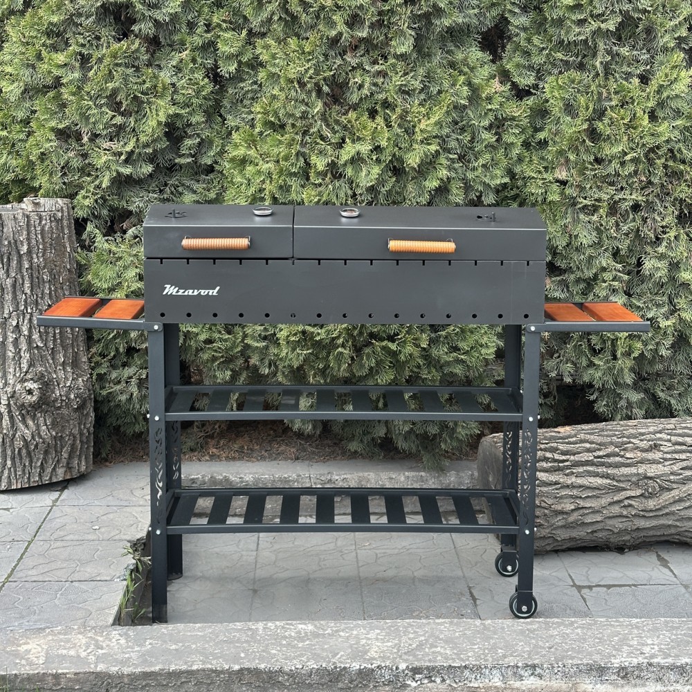 Мангал-барбекю 4 мм посилений на 15 шампурів з термометрами