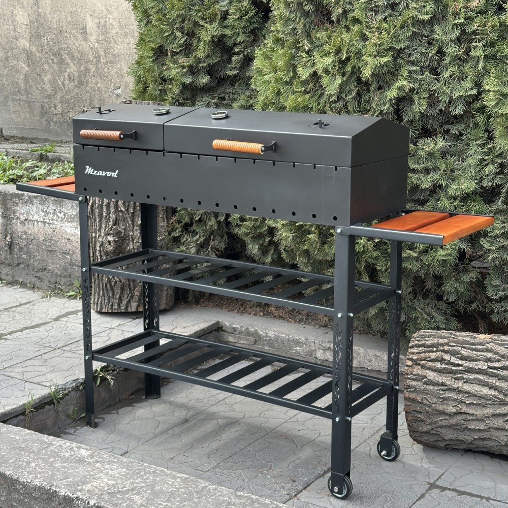 Мангал-барбекю 4 мм посилений на 15 шампурів з термометрами