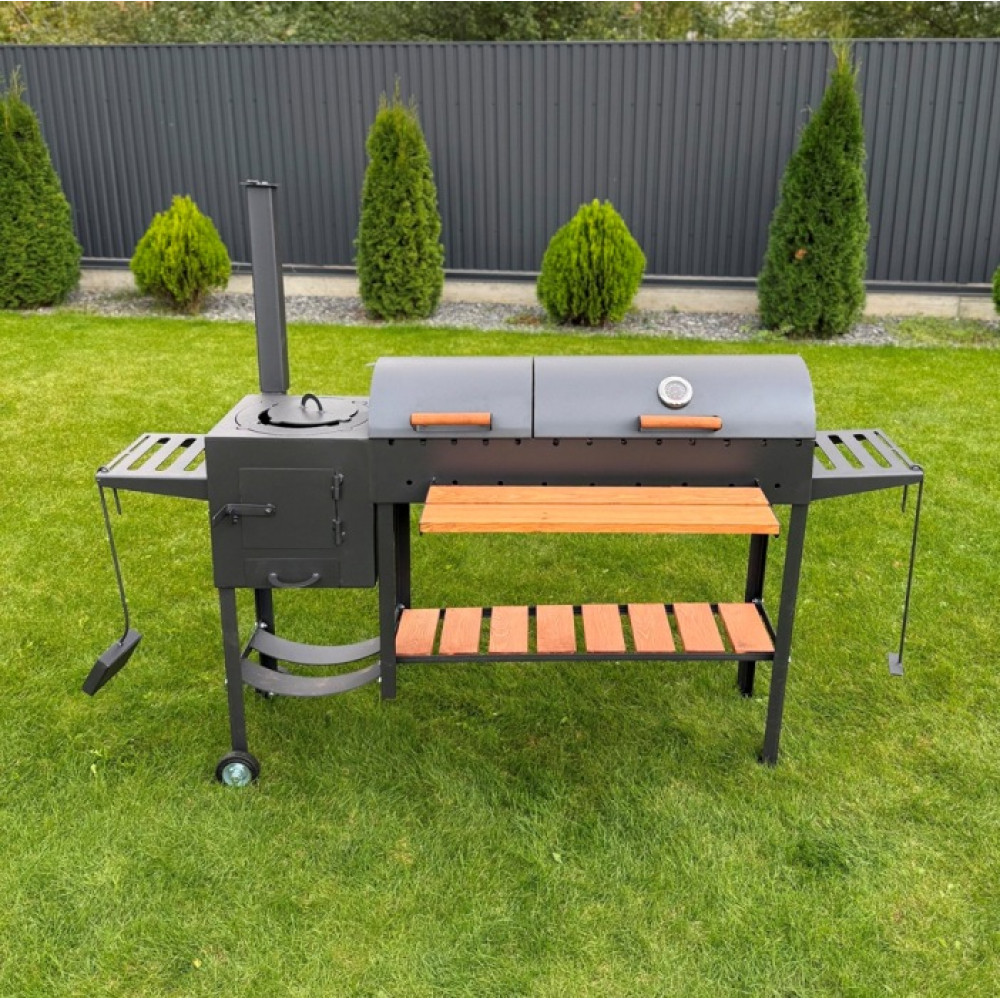 Мангал-барбекю 5 мм з пічкою на 13 шампурів (посилений)