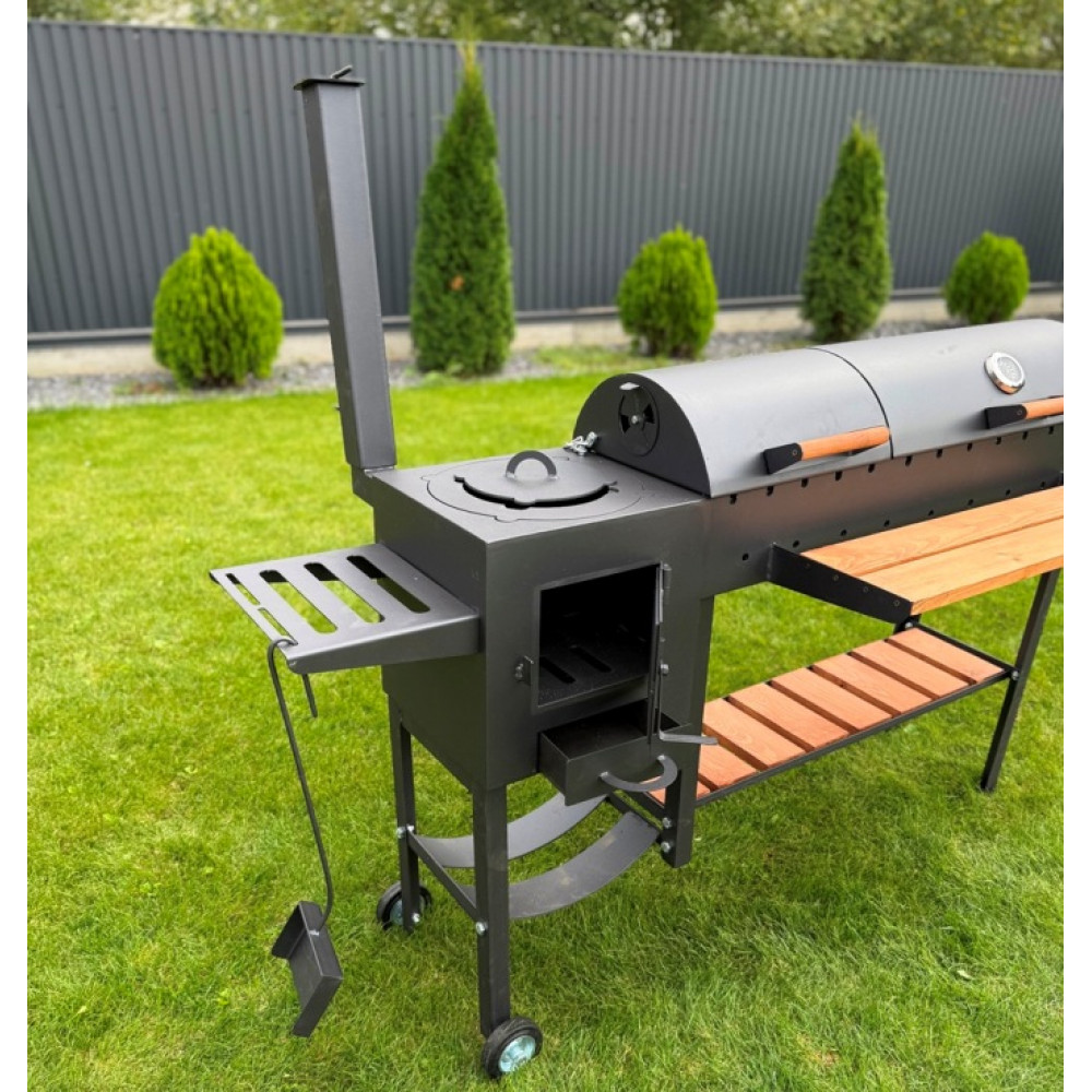 Мангал-барбекю 5 мм з пічкою на 13 шампурів (посилений)