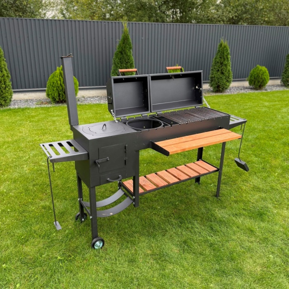 Мангал-барбекю 5 мм з пічкою на 13 шампурів (посилений)