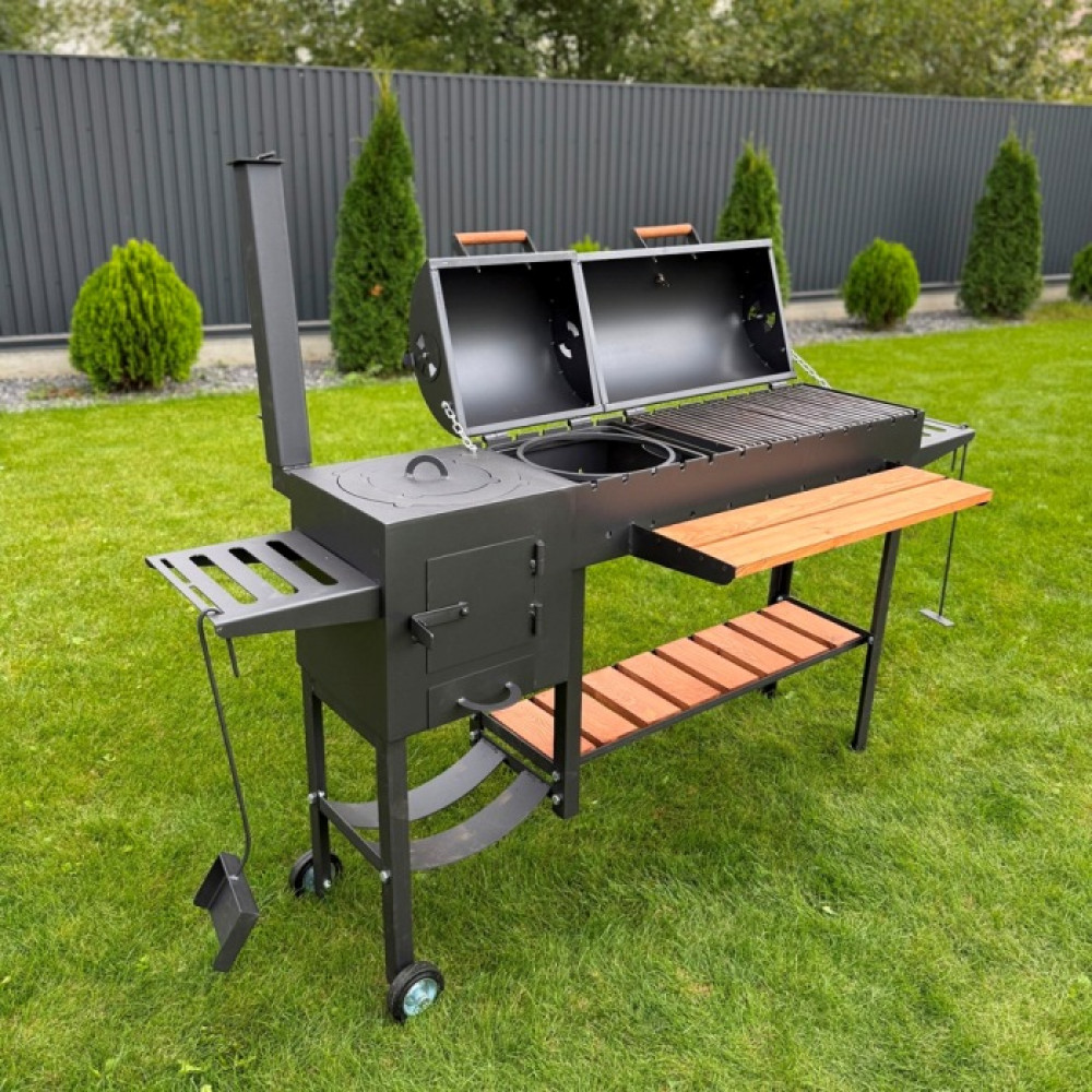 Мангал-барбекю 5 мм з пічкою на 13 шампурів (посилений)