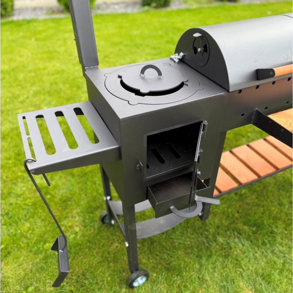 Мангал-барбекю 5 мм з пічкою на 13 шампурів (посилений)