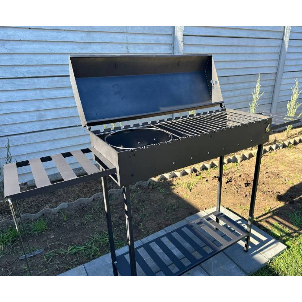 Мангал-барбекю 5 мм на 16 шампурів з решіткою та підставкою під казан