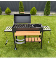 Мангал-барбекю 5 мм усиленный с дровницей на 13 шампуров с подставкой под котел и решеткой-гриль.