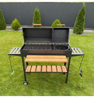 Мангал-барбекю 5 мм усиленный с решеткой, подставкой под казан и двумя крышками