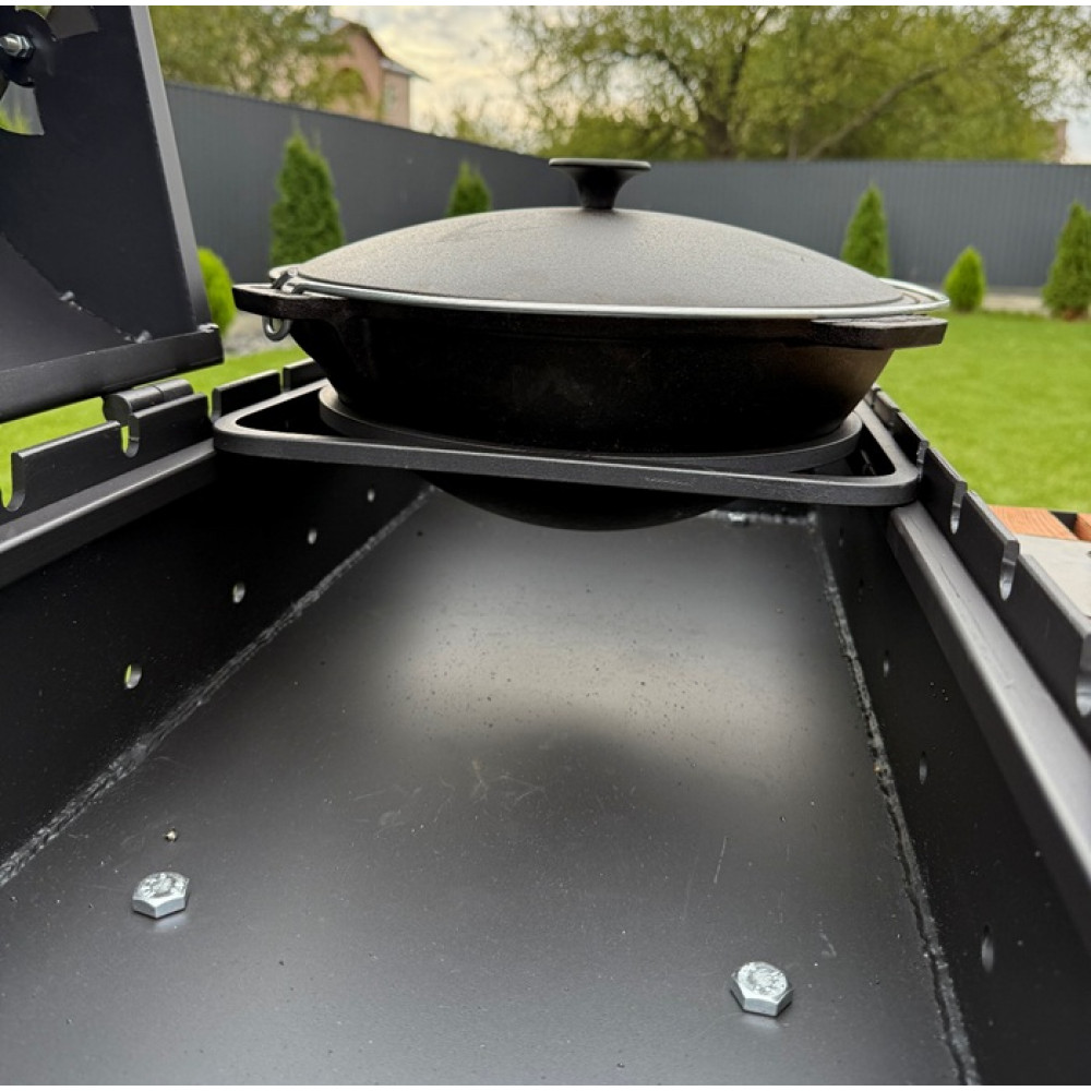Мангал-барбекю 5 мм посилений з решіткою, підставкою під казан та двома кришками