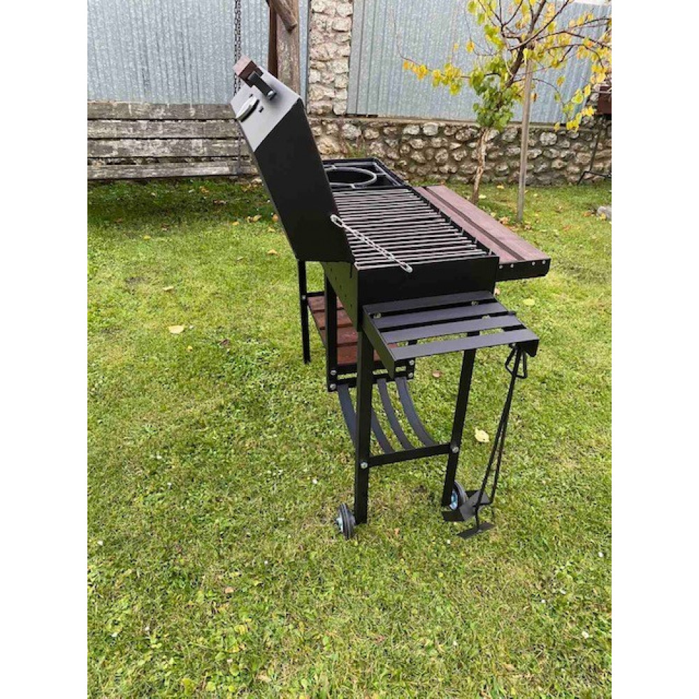 Мангал-барбекю 5 мм посилений з термометром, решіткою-гриль та підставкою під казан