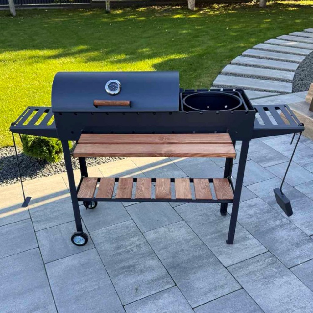 Мангал-барбекю 5 мм посилений на 13 шампурів з підставкою під казан та решіткою-гриль