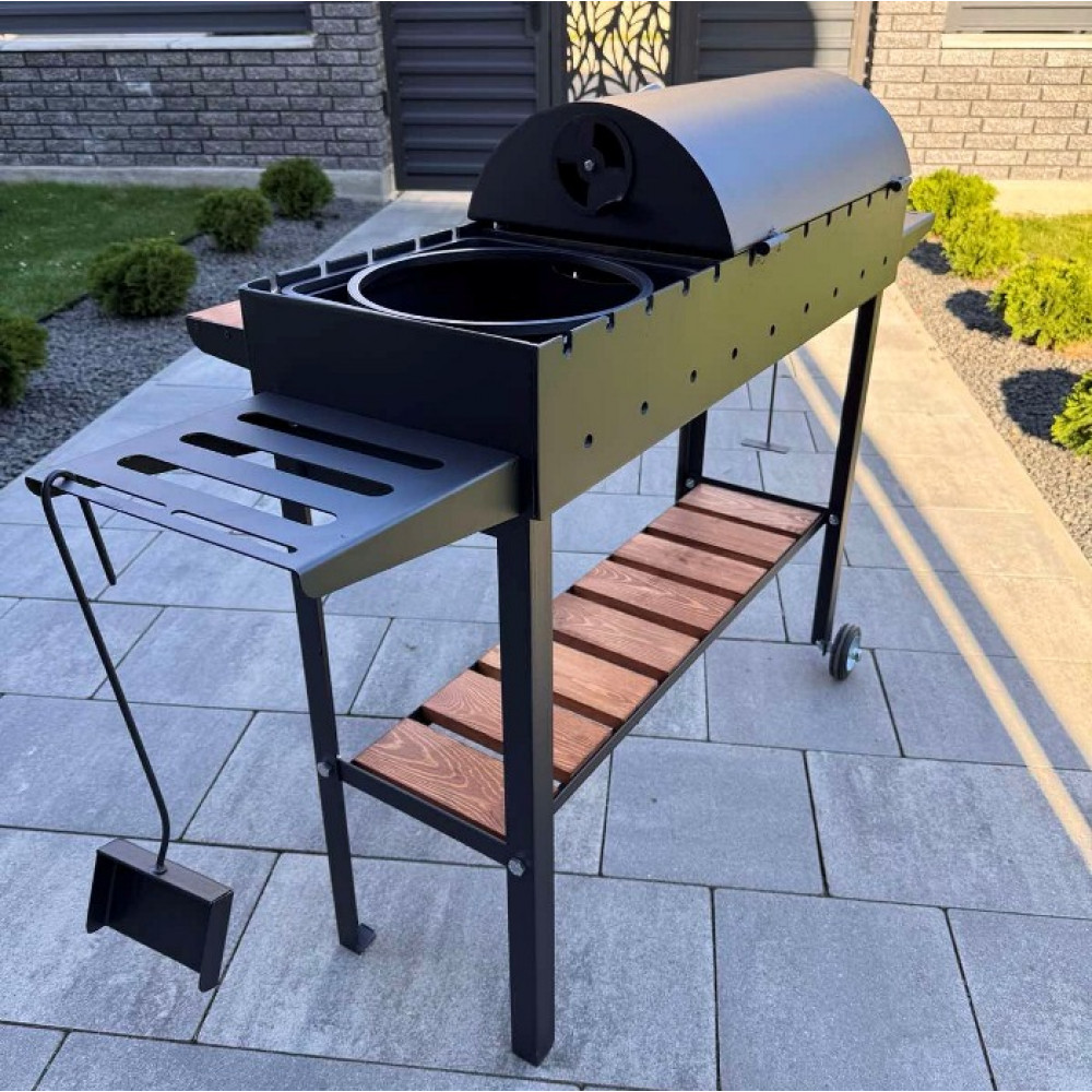 Мангал-барбекю 5 мм посилений на 13 шампурів з підставкою під казан та решіткою-гриль