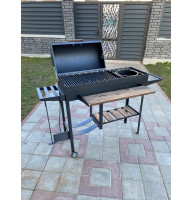 Мангал-барбекю 5 мм посилений на 13 шампурів з дровницею, решіткою-гриль та підставкою під казан