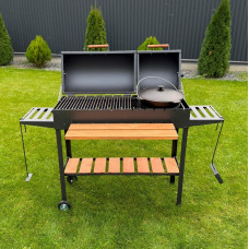 Мангал-барбекю 5 мм усиленный на 13 шампуров с друмя крышками, решеткой-гриль и подставкой под казан