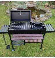 Мангал-барбекю 5 мм усиленный с термометром, решеткой-гриль и подставкой под котел.
