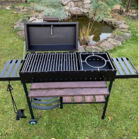 Мангал-барбекю 5 мм посилений з термометром, решіткою-гриль та підставкою під казан
